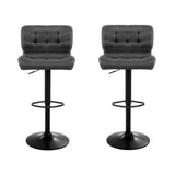 Artiss 2x Bar Stools Gas Lift Leather Padded Grey - Side View