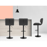 Artiss 2x Bar Stools Gas Lift Leather Padded Grey - 45-Degree Angle
