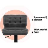 Artiss 2x Bar Stools Gas Lift Leather Padded Grey - Rear View