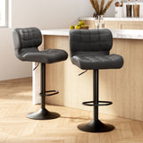 Artiss 2x Bar Stools Gas Lift Leather Padded Grey - Close-Up Angle