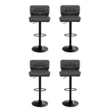 Artiss 4x Bar Stools Gas Lift Leather Padded Grey - Side View