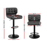 Artiss 4x Bar Stools Gas Lift Leather Padded Grey - Front View
