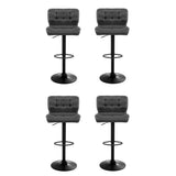 Artiss 4x Bar Stools Gas Lift Leather Padded Grey - Side View