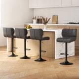 Artiss 4x Bar Stools Gas Lift Leather Padded Grey - Close-Up Angle