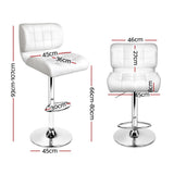 Artiss 2x Bar Stools Gas Lift Leather Padded White - Front View