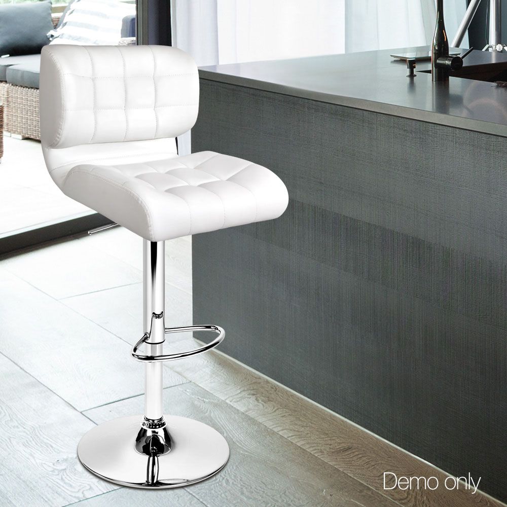 Artiss 2x Bar Stools Gas Lift Leather Padded White