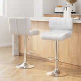 Artiss 2x Bar Stools Gas Lift Leather Padded White - Low Angle