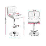 Artiss 2x Bar Stools Gas Lift Leather Padded White - Front View