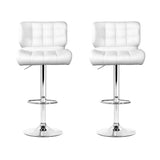 Artiss 2x Bar Stools Gas Lift Leather Padded White - Side View