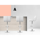 Artiss 2x Bar Stools Gas Lift Leather Padded White - Top-Down View
