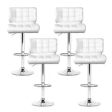 Artiss 4x Bar Stools Gas Lift Leather Padded White - Side View