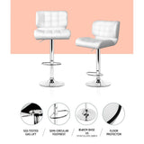 Artiss 4x Bar Stools Gas Lift Leather Padded White - Top-Down View