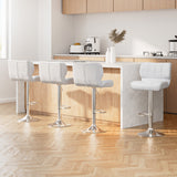 Artiss 4x Bar Stools Gas Lift Leather Padded White - Low Angle