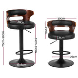 Artiss 2x Bar Stools Gas Lift Faux Leather - Front View