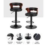 Artiss 2x Bar Stools Gas Lift Faux Leather - Top-Down View