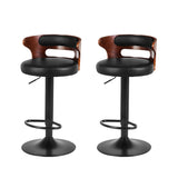 Artiss 2x Bar Stools Gas Lift Faux Leather - Close-Up Angle