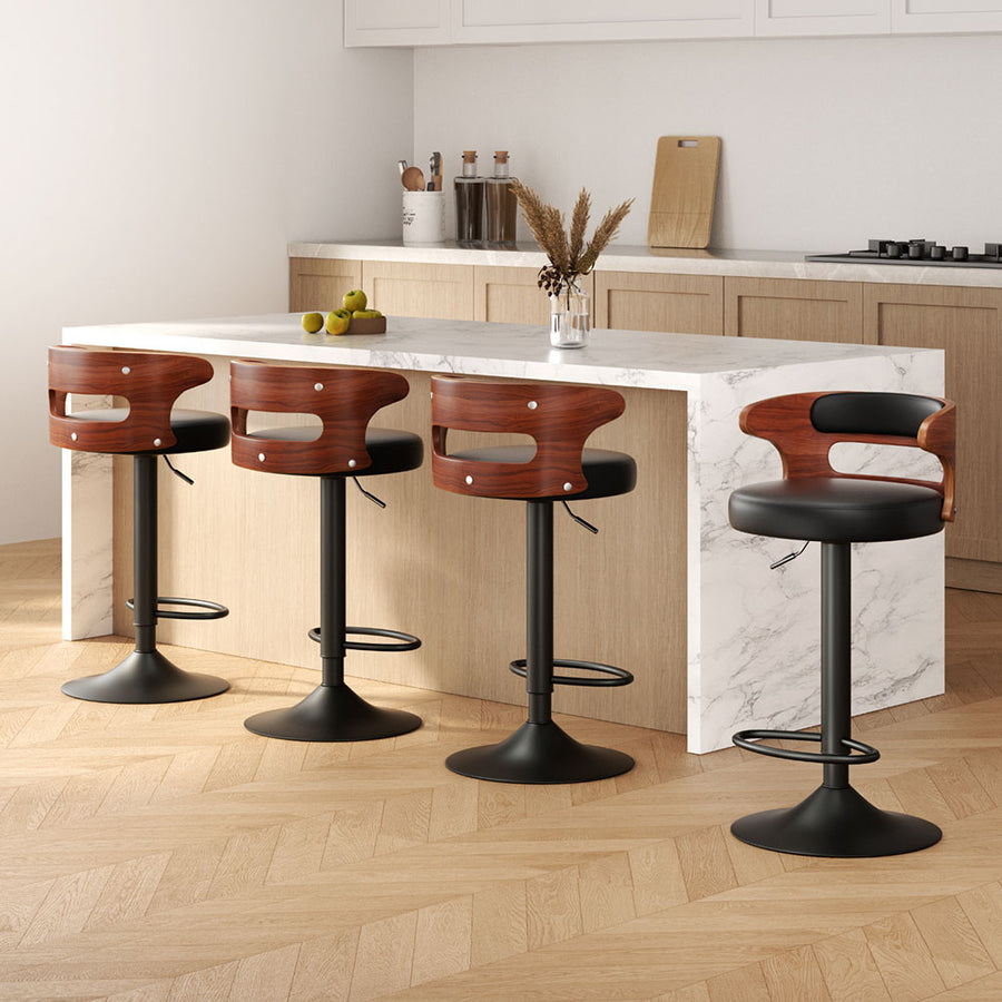 Artiss 4x Bar Stools Gas Lift Faux Leather