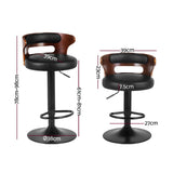 Artiss 4x Bar Stools Gas Lift Faux Leather - Front View