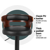 Artiss 4x Bar Stools Gas Lift Faux Leather - Top-Down View
