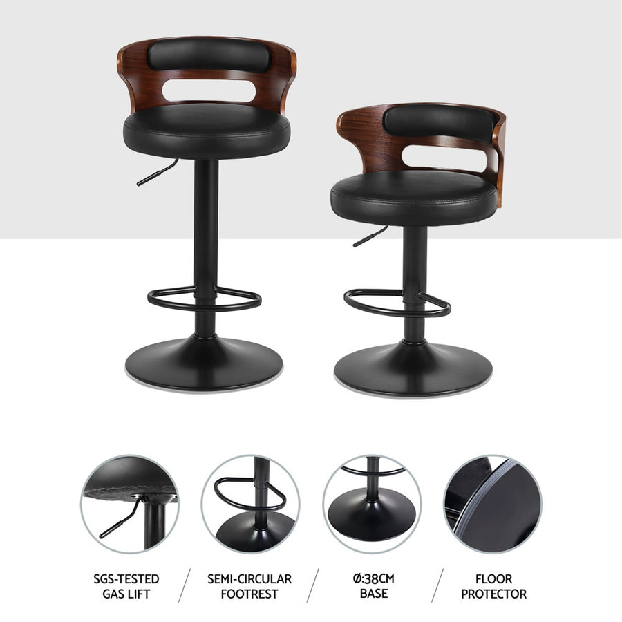 Artiss 4x Bar Stools Gas Lift Faux Leather, image 5