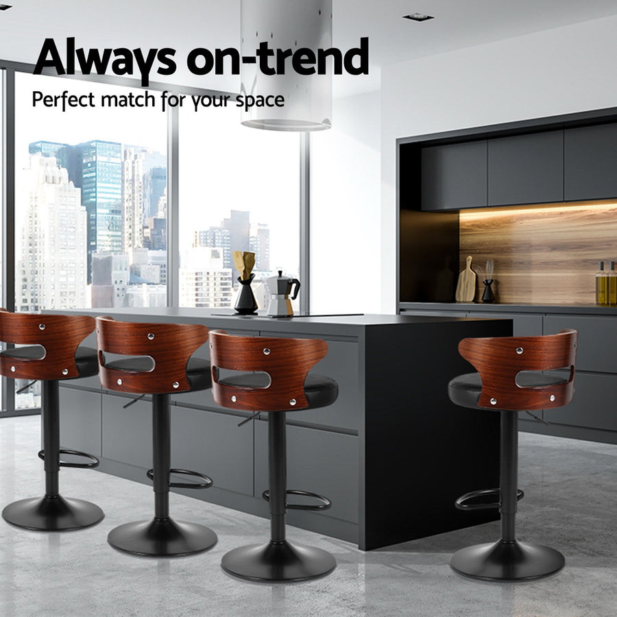 Artiss 4x Bar Stools Gas Lift Faux Leather, image 6