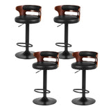 Artiss 4x Bar Stools Gas Lift Faux Leather - Close-Up Angle
