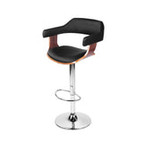 Artiss Bar Stools Gas Lift Leather w/Armrest Black - Low Angle