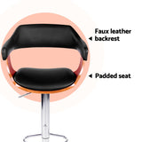 Artiss 4x Bar Stools Gas Lift Leather w/Armrest Black - Top-Down View