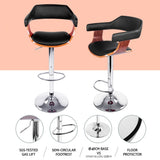 Artiss 4x Bar Stools Gas Lift Leather w/Armrest Black - 45-Degree Angle