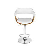 Artiss Bar Stools Gas Lift Leather w/Armrest White - Side View