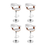Artiss white PU leather gas lift swivel bar stools with armrest, set of 4