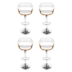 Artiss white PU leather gas lift swivel bar stools with armrest, set of 4, chrome gas lift lever