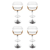 4x Artiss Bar Stools Gas Lift Leather with Armrest White - Side View