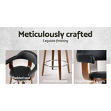 Artiss 2x Bar Stools Leather Seat Wooden Legs - Rear View