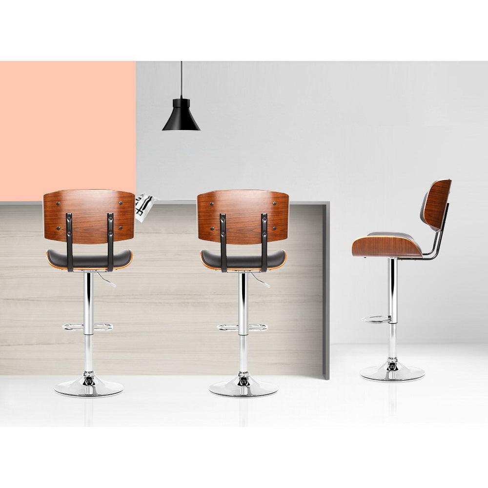 Artiss Bar Stools Gas Lift Leather Black