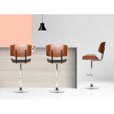 Artiss Bar Stools Gas Lift Leather Black - Rear View