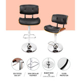 Artiss 2x Bar Stools Gas Lift Leather Black - 45-Degree Angle