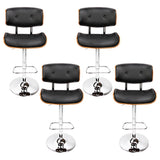 Artiss 4x Bar Stools Gas Lift Leather Black - Side View