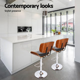 Artiss 4x Bar Stools Gas Lift Leather Black - Top-Down View