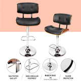 Artiss 4x Bar Stools Gas Lift Leather Black - 45-Degree Angle