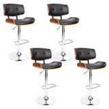 Artiss 4x Bar Stools Gas Lift Leather Black - Close-Up Angle