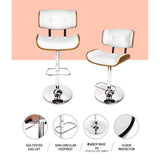 Artiss Bar Stools Gas Lift Leather White - 45-Degree Angle