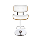 Artiss 2x Bar Stools Gas Lift Leather White - Side View