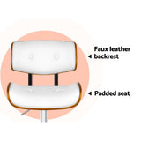 Artiss 2x Bar Stools Gas Lift Leather White - Rear View