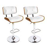 Artiss 2x Bar Stools Gas Lift Leather White - Close-Up Angle