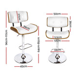 Artiss 4x Bar Stools Gas Lift Leather White - Front View