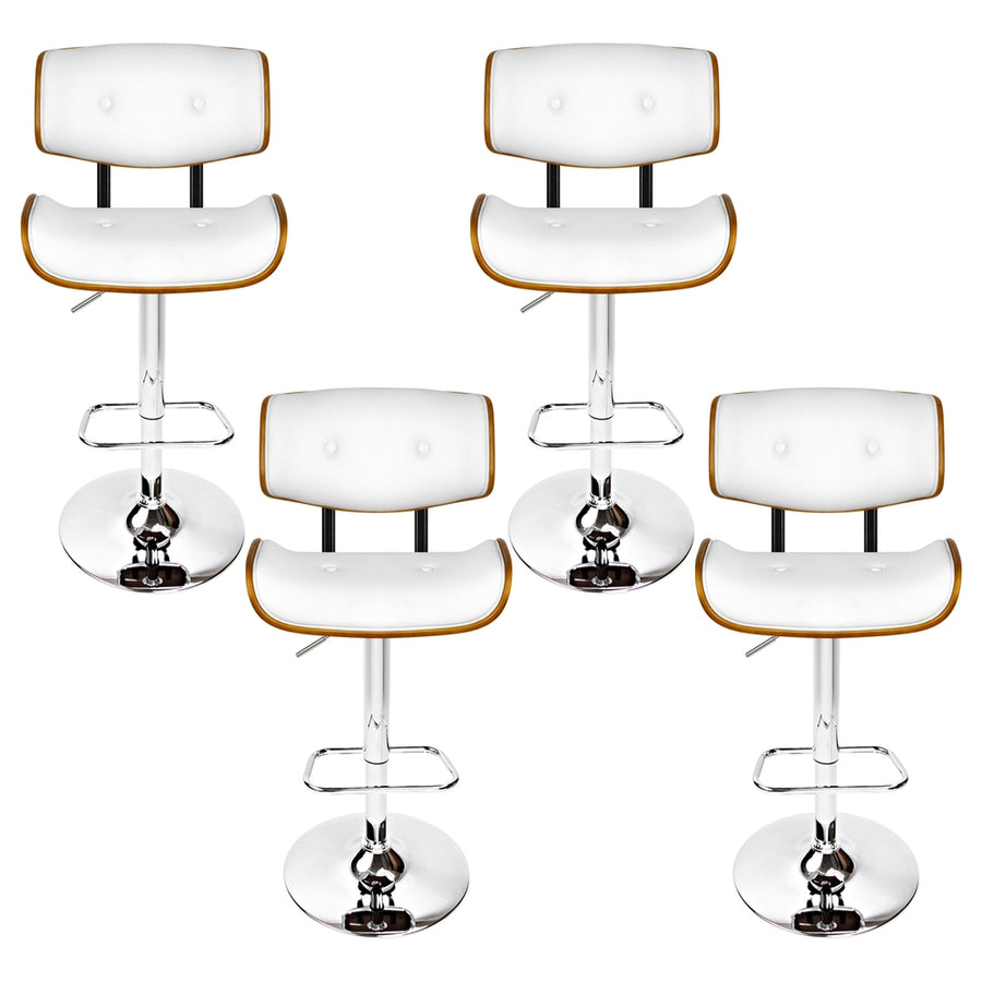 Artiss 4x Bar Stools Gas Lift Leather White, image 3