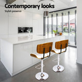 Artiss 4x Bar Stools Gas Lift Leather White - Top-Down View
