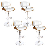 Artiss 4x Bar Stools Gas Lift Leather White - Close-Up Angle