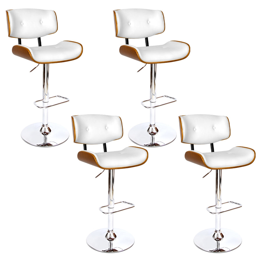 Artiss 4x Bar Stools Gas Lift Leather White, image 7